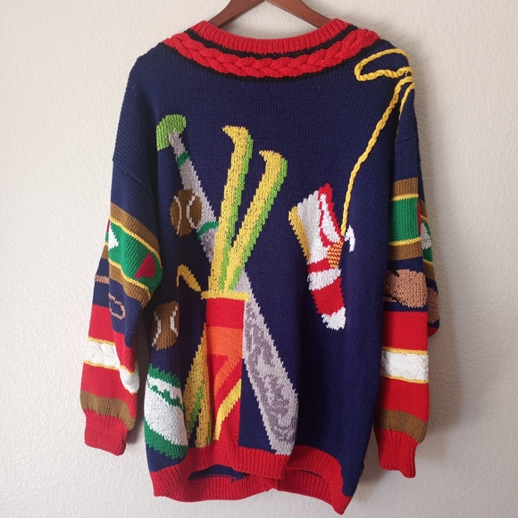 Men's Colorful Sports-Themed Sweater - Picture 4 of 11
